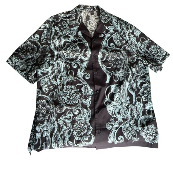 Versace INFORMAL SHIRT BAROQUE MINT PRINT POPLIN FABRIC - Picture 7 of 13